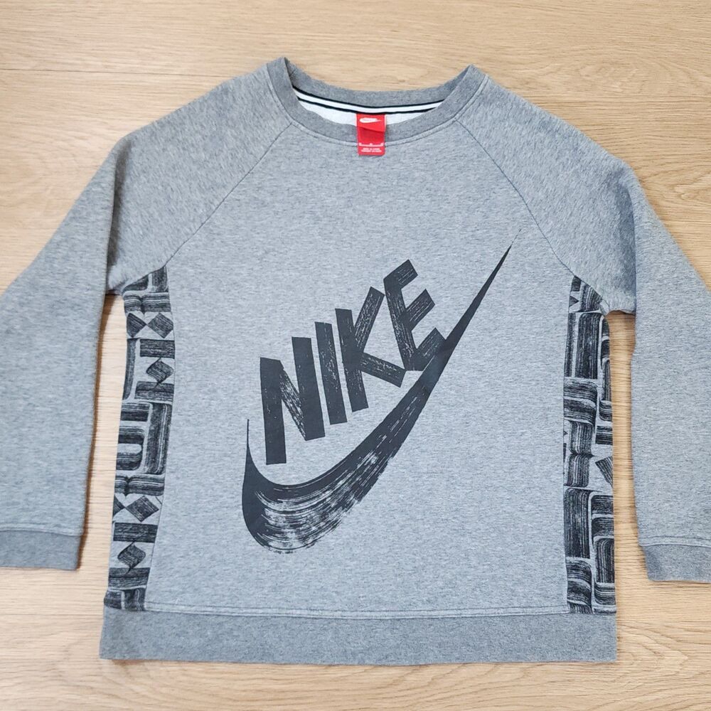 Nike Sweatshirt Mens M Swoosh Geometric Graffiti Double Sided Print Red Tag Y2K